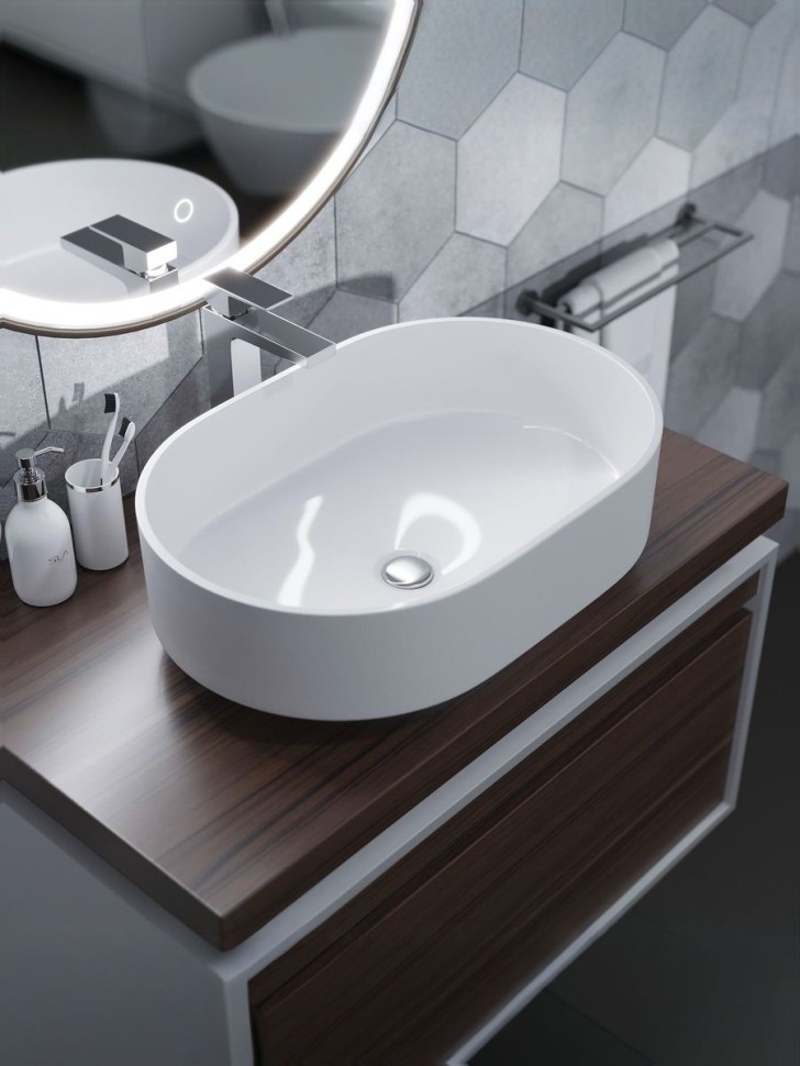 Раковина для ванной накладная Uperwood Aura 60 см, овальная, белая