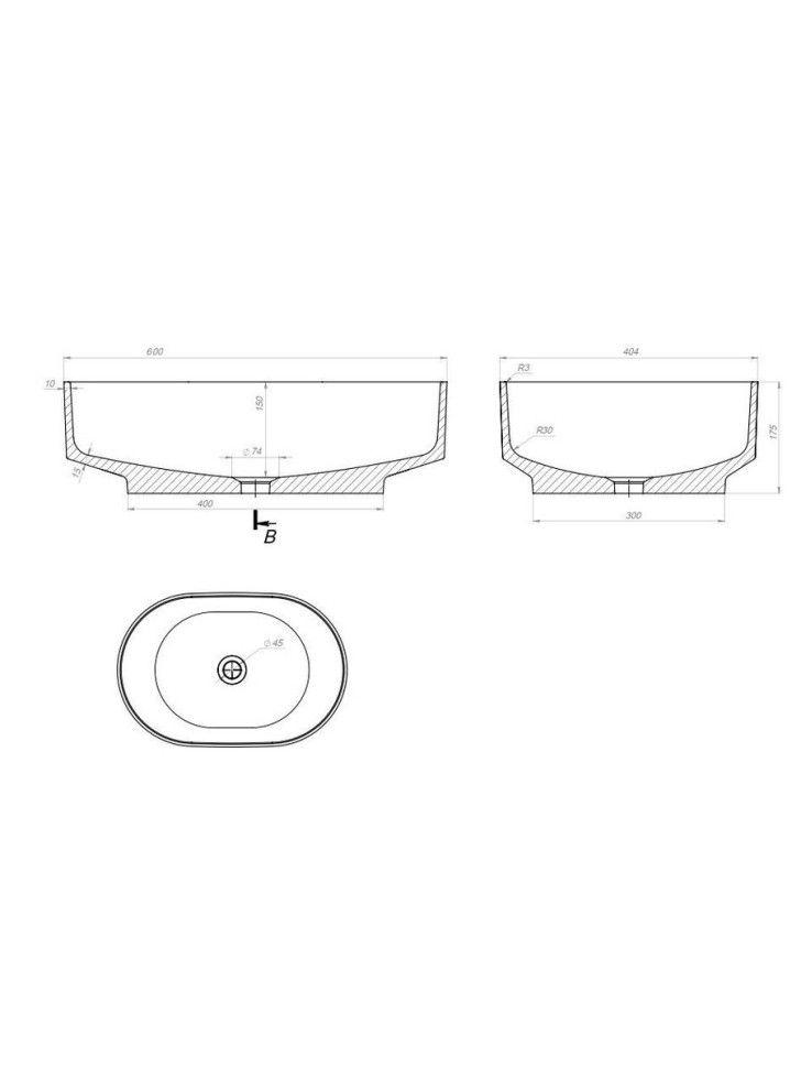 Раковина для ванной накладная Uperwood Aura 60 см, овальная, белая
