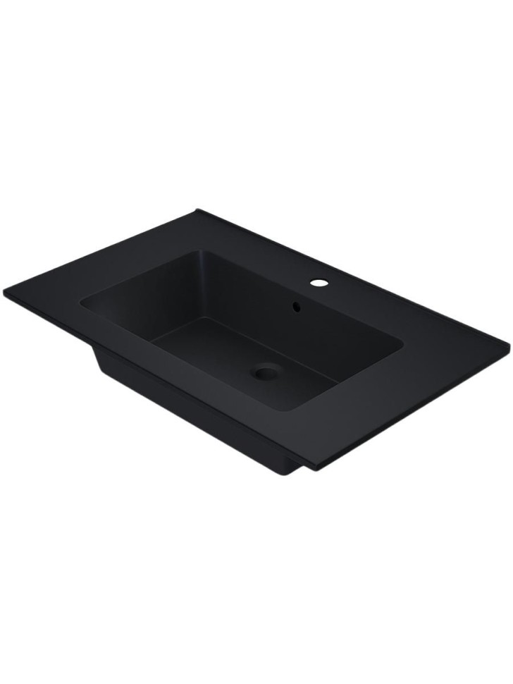 Раковина для ванной 76,5 см, Uperwood Parma Quartz, черная матовая, уголь