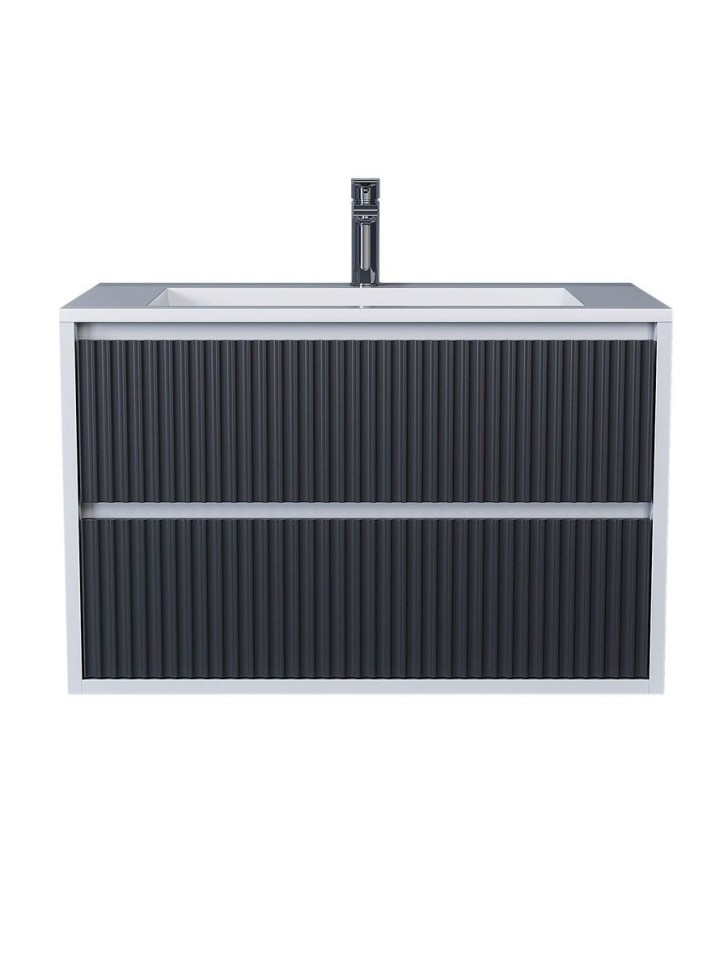 Тумба под раковину для ванной Uperwood Next Premium подвесная, 80 см, белая/графит, 2 ящика
