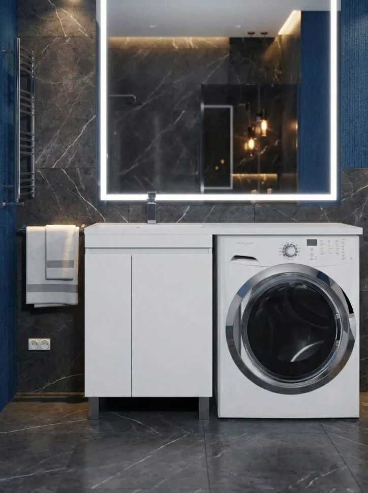 Тумба под стиральную машину напольная Uperwood Magenta 45х50х76,5 см, белая, с дверцами