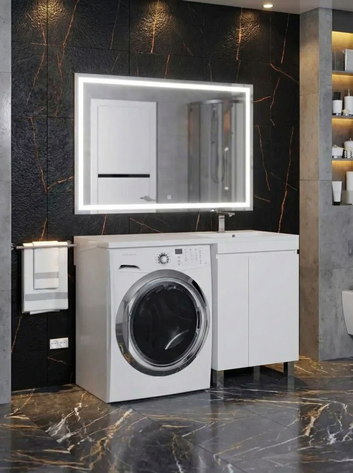 Тумба под стиральную машину напольная Uperwood Magenta 45х50х76,5 см, белая, с дверцами