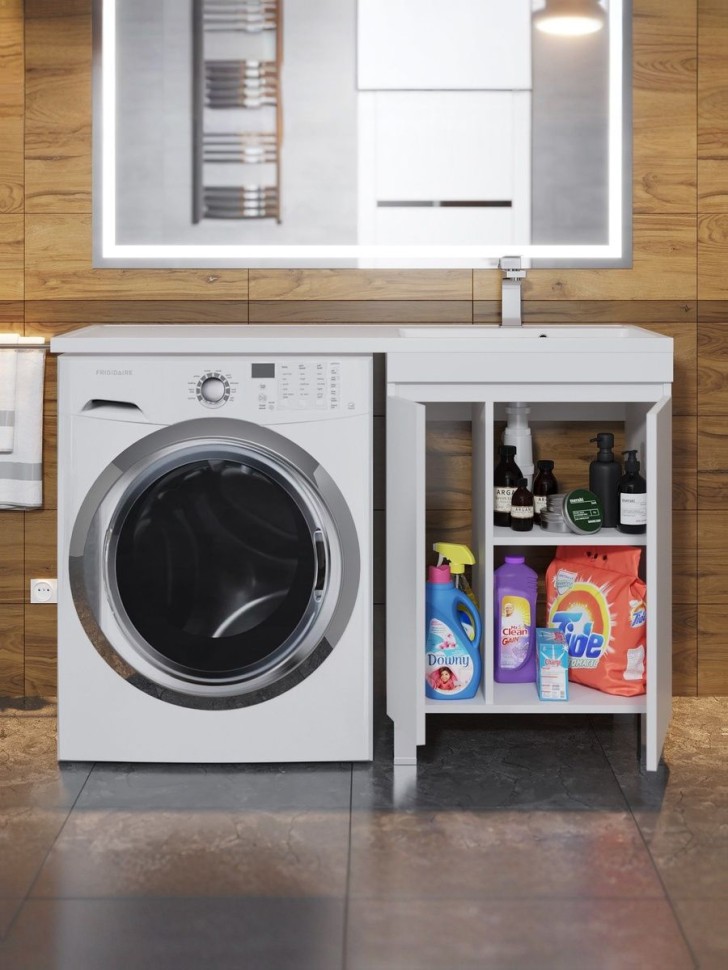 Тумба под стиральную машину напольная Uperwood Magenta 45х50х76,5 см, белая, с дверцами
