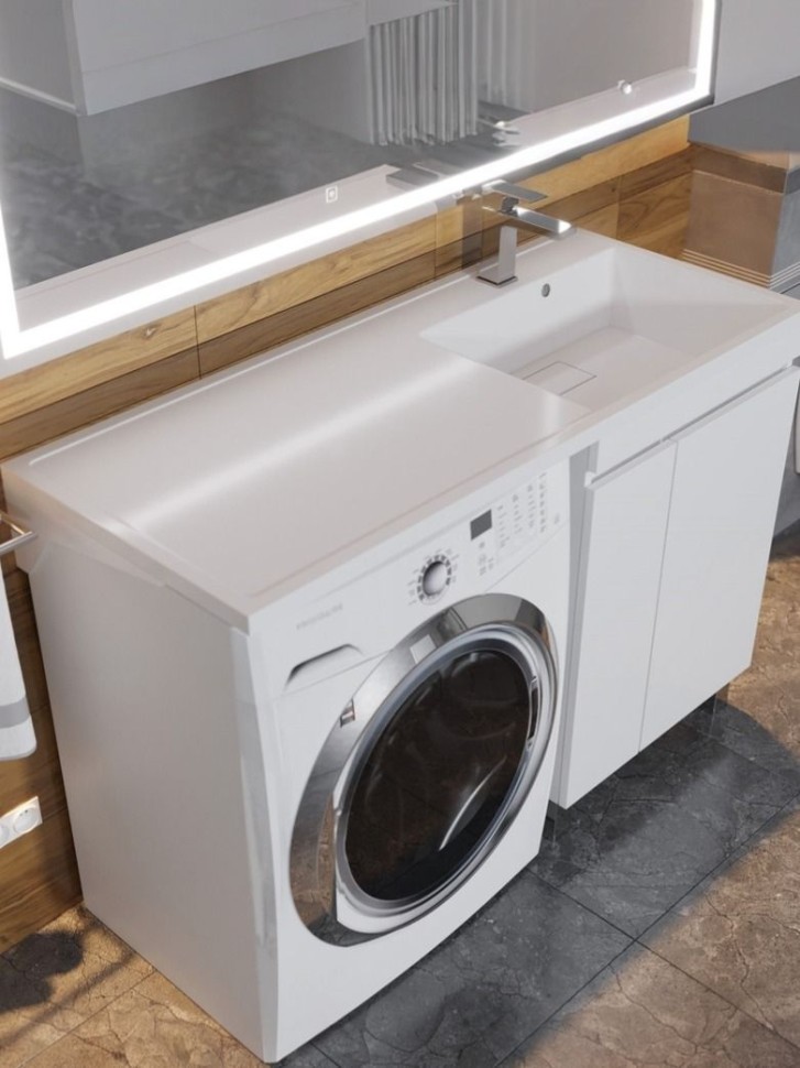 Тумба под стиральную машину напольная Uperwood Magenta 45х50х76,5 см, белая, с дверцами