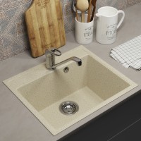 Кухонная мойка из искусственного камня Uperwood ECON UPD-408-002, прямоугольная, бежевая матовая