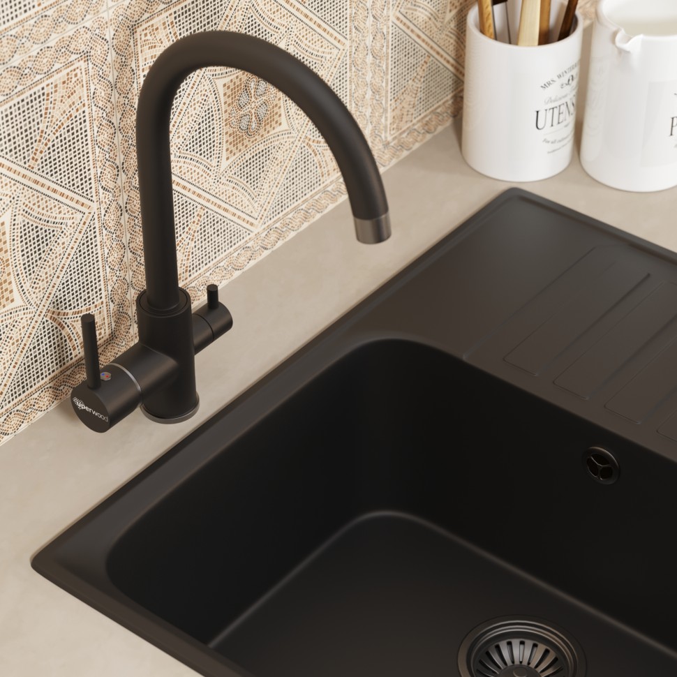 Смеситель для кухни Uperwood UPD-003-05 вороненая сталь/уголь