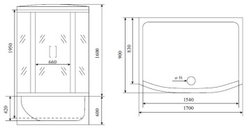 Timo Lux T-7770 душевая кабина 170*88*220, турецкая баня хамам