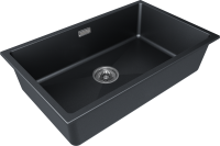 Мойка LUMI 74UNI, IT-GRANIT, LU74-BLM, черный металлик, 740х460, Paulmark