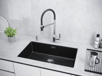 Мойка LUMI 74UNI, IT-GRANIT, LU74-BLM, черный металлик, 740х460, Paulmark