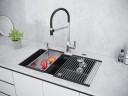 Мойка LUMI 74UNI, IT-GRANIT, LU74-BLM, черный металлик, 740х460, Paulmark