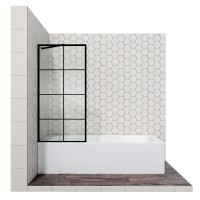 Шторка для ванны Ambassador Bath Screens 16041208 (70х140) черный,стекло прозрачное с рисунком,неподвижное,1 место