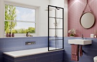Шторка для ванны Ambassador Bath Screens 16041208 (70х140) черный,стекло прозрачное с рисунком,неподвижное,1 место