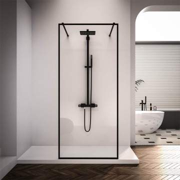 Душевая перегородка Veconi Korato KR-90B, 1200x2000, черный, стекло прозрачное