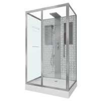 Душевая кабина Niagara Luxe NG-7711WBK (90x120х210) низкий поддон(15см),дверь раздвижная,стенки серебро,без крыши,5 мест