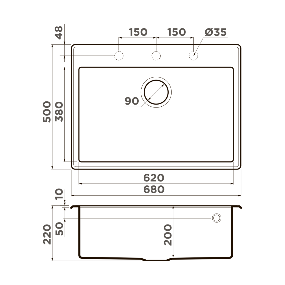Кухонная мойка Omoikiri Tedori 68-DC Tetogranit/темный шоколад