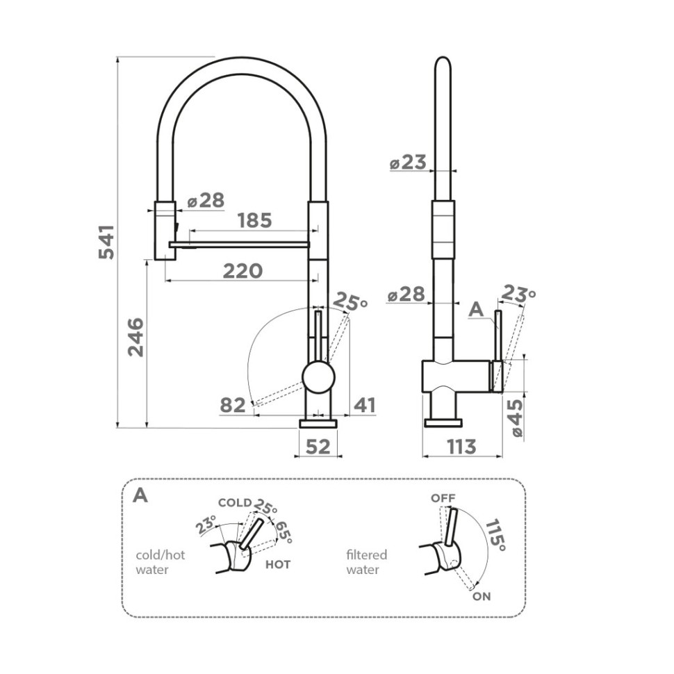 Смеситель для кухни Omoikiri Kanto 2 Plus-SB латунь/вороненая сталь/красный