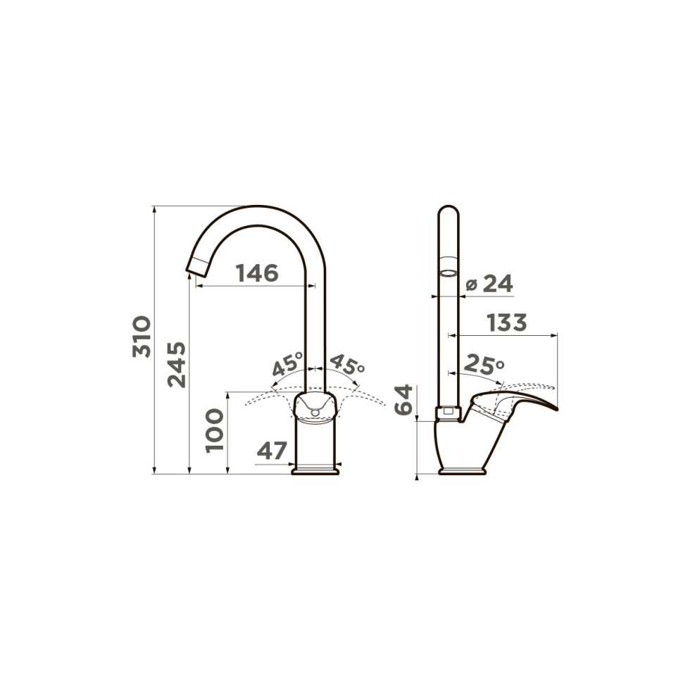 Смеситель для кухни Omoikiri Umi-GR латунь/leningrad grey