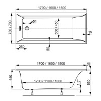 Акриловая ванна VAGNERPLAST VERONELA 160x70