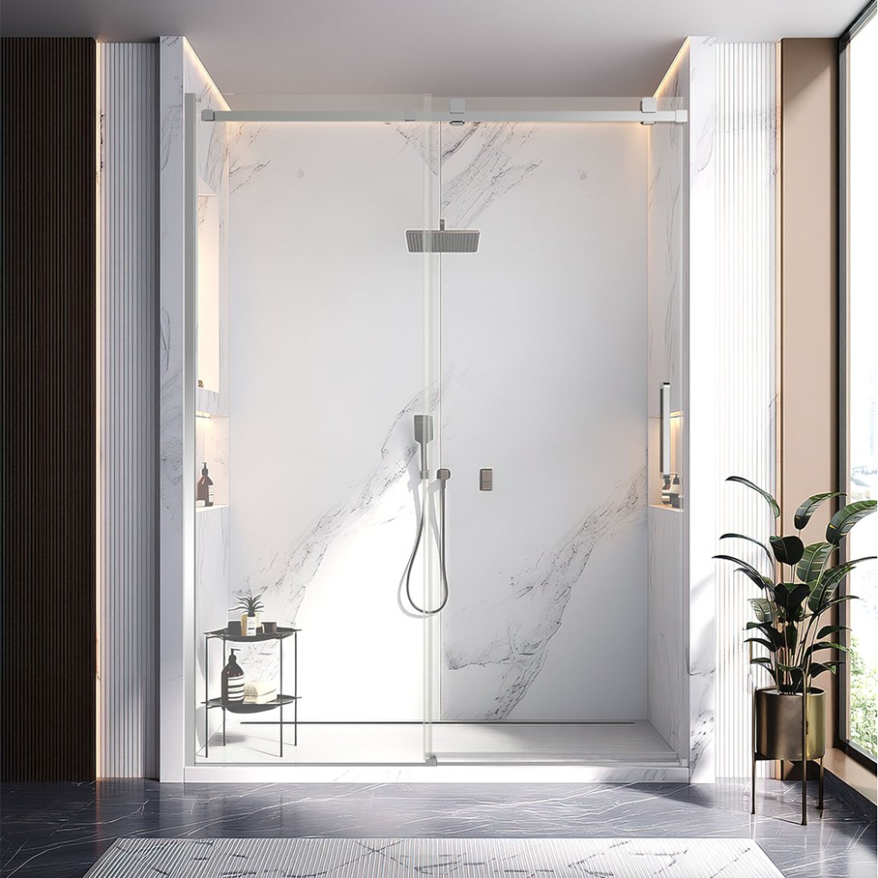 Душевая дверь Veconi Vianno VN-75, 1500x2000, хром, стекло прозрачное