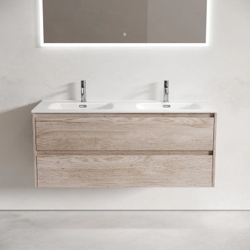 Тумба подвесная SANCOS Libra 1190х450х500, c двумя ящиками оснащенными доводчиками, дуб галифакс натуральный, арт. LB120-2EG