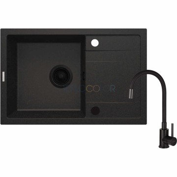 Гранитная мойка со смесителем, 1-чаша с осушкой