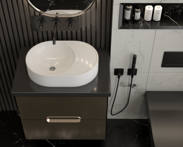 Раковина накладная для ванной Uperwood Luna 50х35х10 см, овальная, белая глянцевая