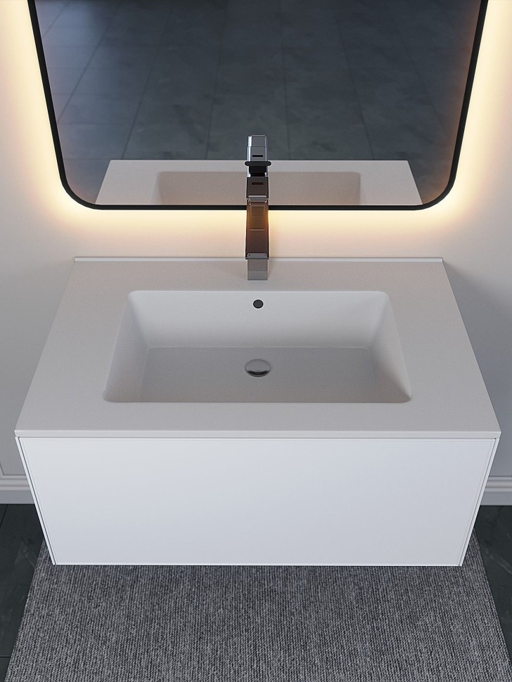 Раковина для ванной 76,5 см, Uperwood Parma Quartz, белая матовая, жасмин