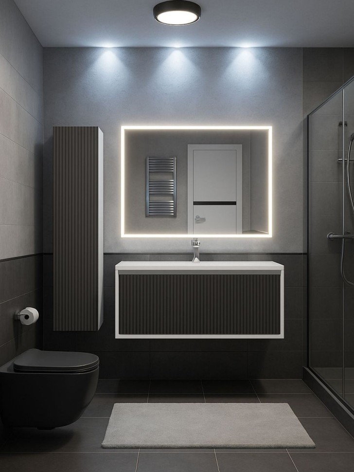 Тумба под раковину для ванной Uperwood Next Premium подвесная, 100 см, белая/графит, 1 ящик