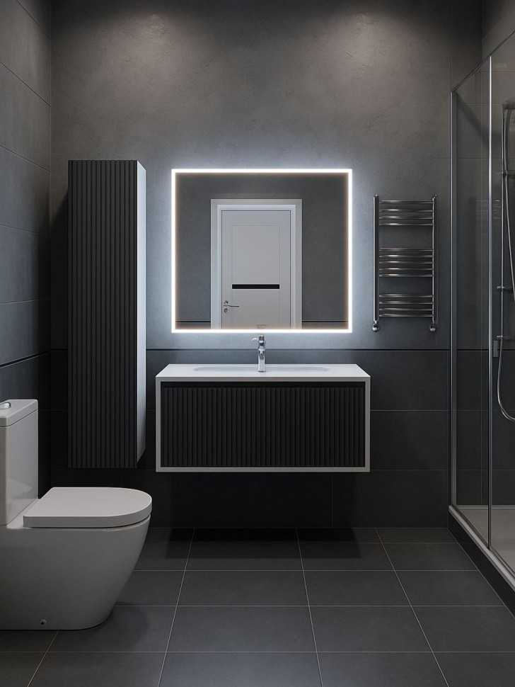 Тумба под раковину для ванной Uperwood Next Premium подвесная, 100 см, белая/графит, 1 ящик