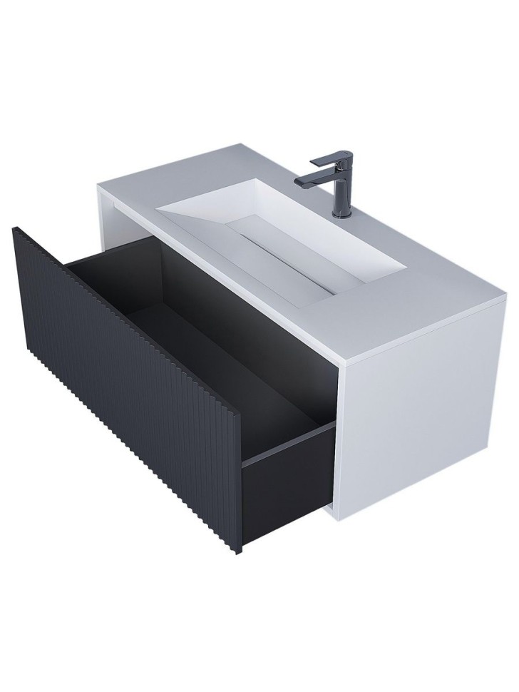 Тумба под раковину для ванной Uperwood Next Premium подвесная, 100 см, белая/графит, 1 ящик