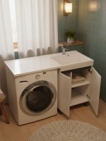 Тумба под стиральную машину напольная Uperwood Magenta 45х50х76,5 см, белая/графит, с дверцами