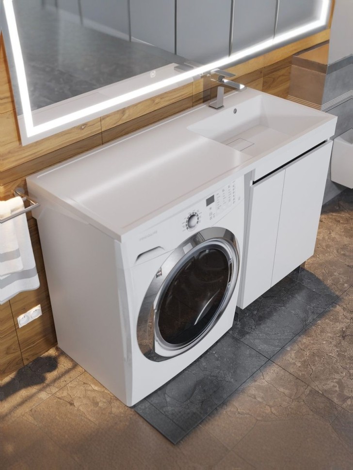 Тумба под стиральную машину напольная Uperwood Magenta 45х50х76,5 см, белая/графит, с дверцами