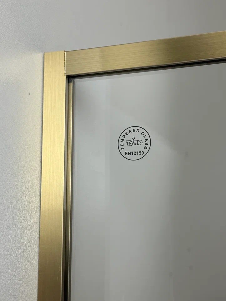 Timo Душевая дверь TDSS-120/17C-8R, раздвиж 1200*2000, проф матовое золото + торцевое стекло TSS-1000/17C-8 1000*2000, проф матовое золото