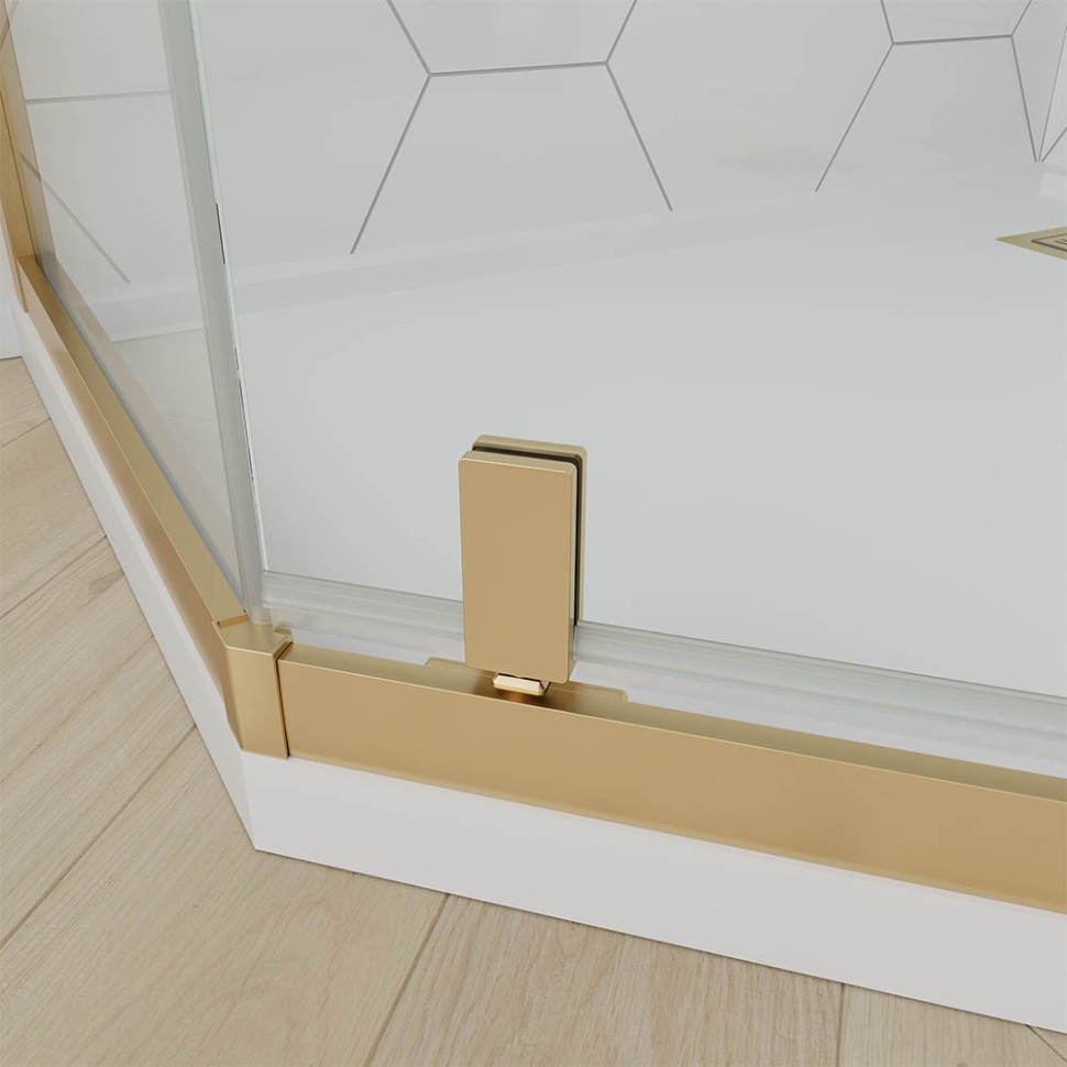 Душевой угол Veconi Ottimo P10 G, 900x900x1900, золото брашинг, стекло матовое