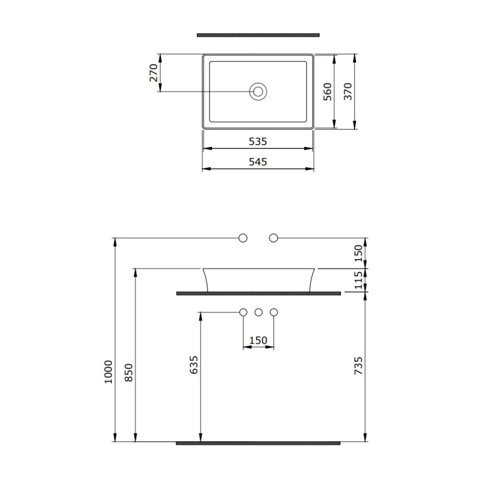 Раковина BERGES Ego SL накладная, 55x38 см, матовый серый, без отверстия под смеситель