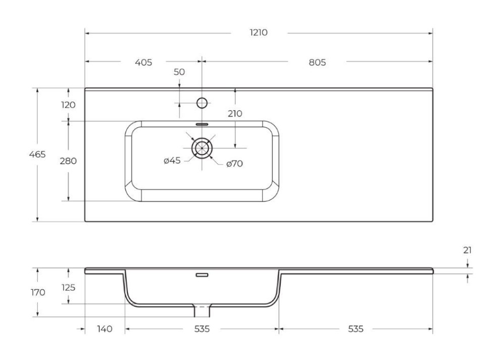 Керамическая раковина, чаша слева BelBagno BB1200ETL-L
