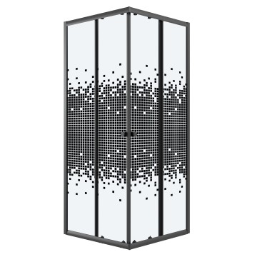 Душевое ограждение Niagara Eco NG-1010-14QBLACK (100х100х190) квадрат,раздвижное,черный,стекло мозаика,1 место