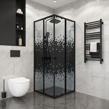 Душевое ограждение Niagara Eco NG-1010-14QBLACK (100х100х190) квадрат,раздвижное,черный,стекло мозаика,1 место