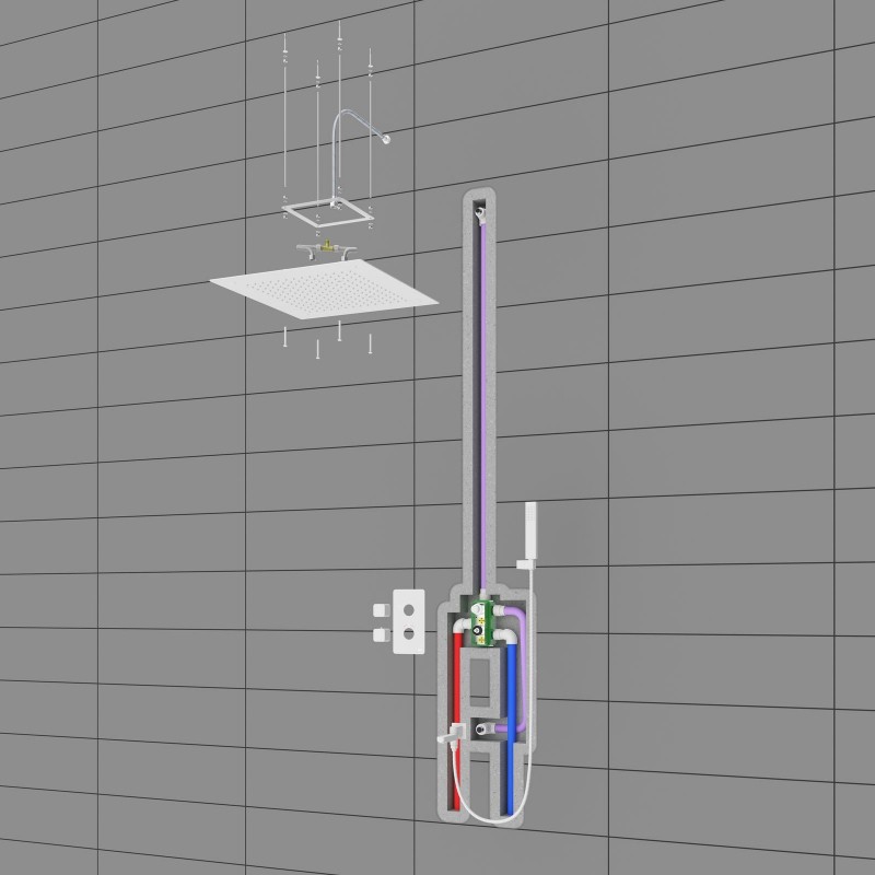 Душевая система встроенная с термостатом Timo Petruma SX-5019/16SM белый матовый