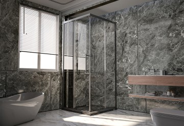1/2 Душевого угла Veconi Premium Trento PTC-20GR, 1200*2000мм, брашированный графит, стекло прозрачное