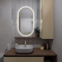 AQM9108G 550x1050 Зеркало с подсветкой и подогревом, универсальный монтаж