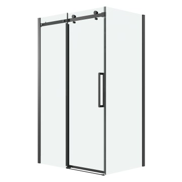 Душевое ограждение Grossman Classic 100.K33.04.100.21.00-200.K33.04.90.21.00 (100х90х195) раздвижная,черный матовый,стекло прозрачное,2 места