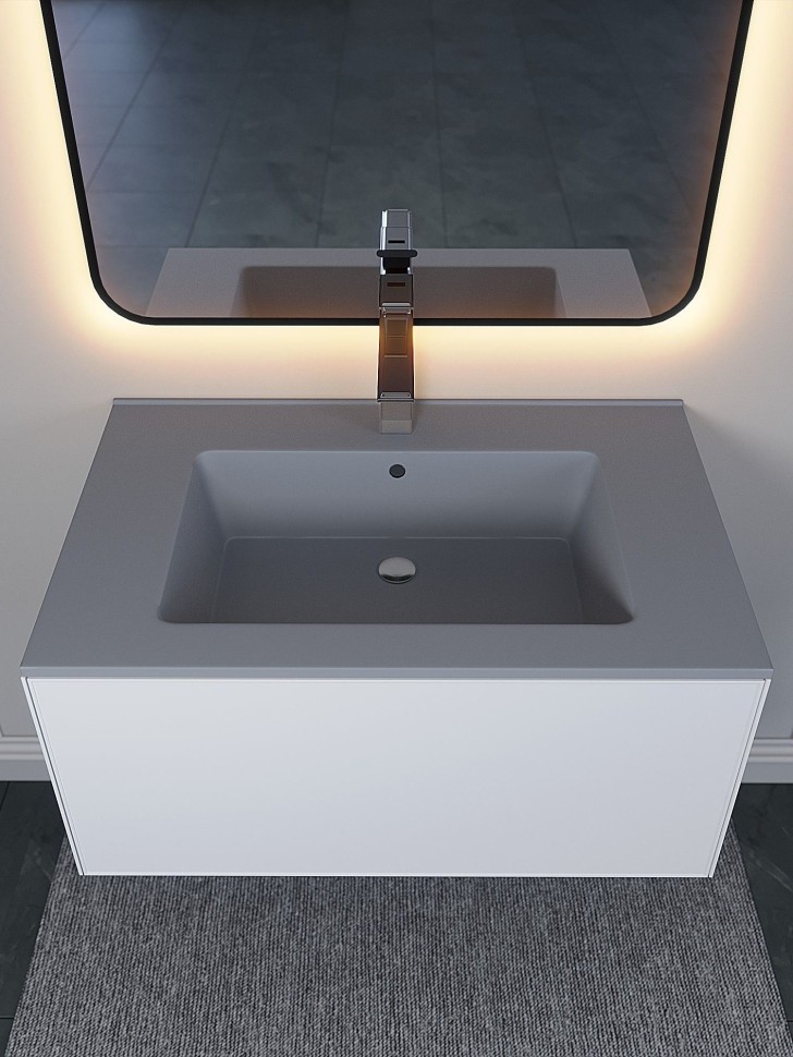 Раковина для ванной 76,5 см, Uperwood Parma Quartz, серая матовая, бетон