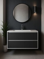 Тумба под раковину для ванной Uperwood Next Premium подвесная, 100 см, белая/графит, 2 ящика