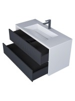 Тумба под раковину для ванной Uperwood Next Premium подвесная, 100 см, белая/графит, 2 ящика