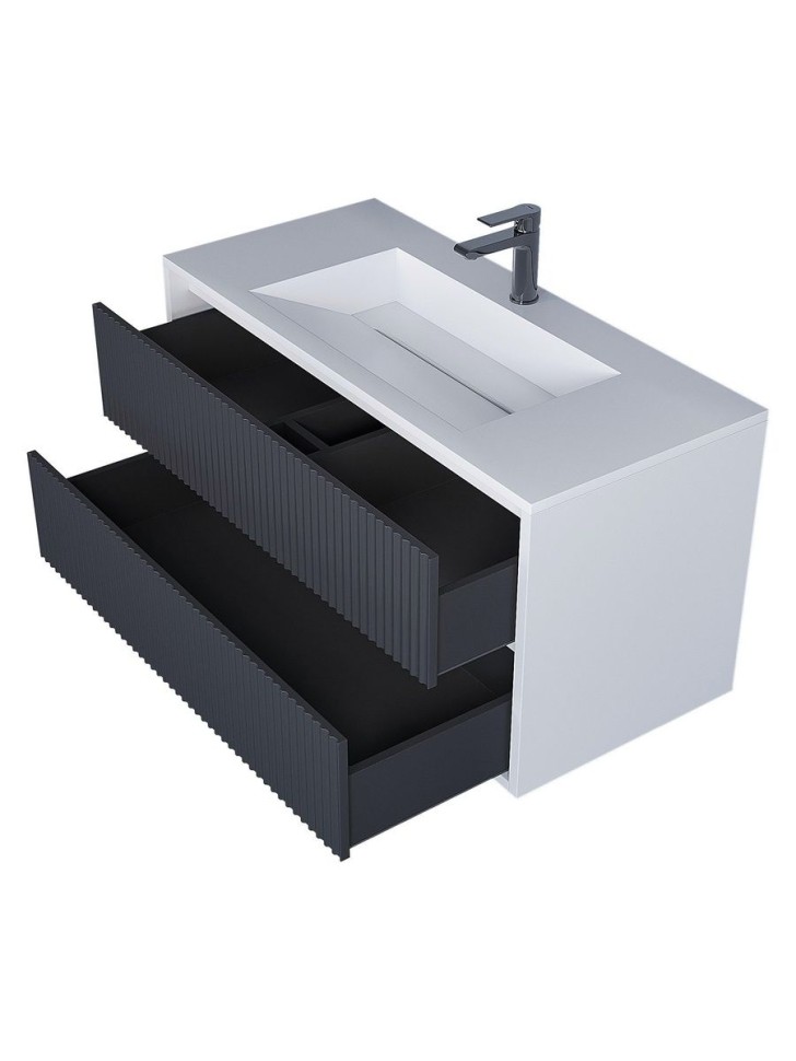 Тумба под раковину для ванной Uperwood Next Premium подвесная, 100 см, белая/графит, 2 ящика