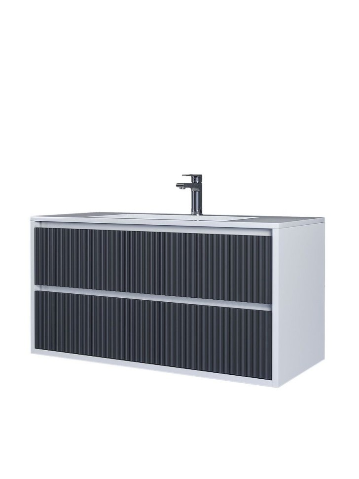 Тумба под раковину для ванной Uperwood Next Premium подвесная, 100 см, белая/графит, 2 ящика