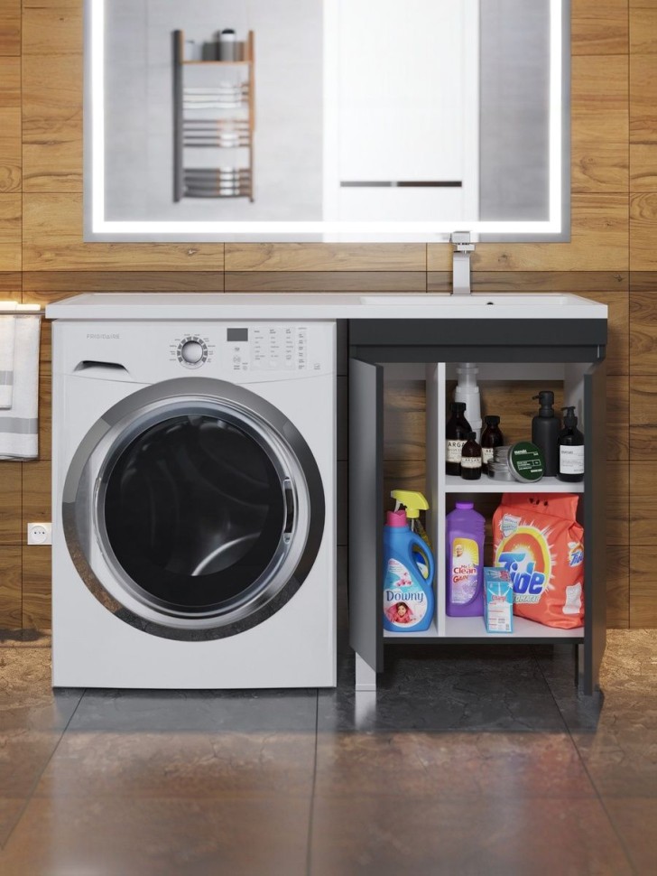 Тумба под стиральную машину напольная Uperwood Magenta 45х50х76,5 см, черная, с дверцами