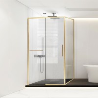 Душевой уголок Slim Soft VSR-1SS1014CLG, 1400*1000, брашированное золото, стекло прозрачное
