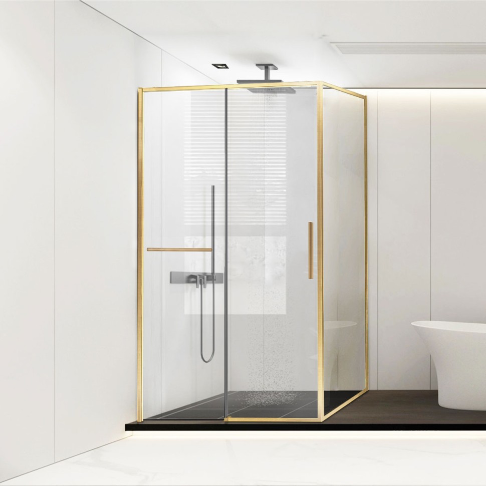 Душевой уголок Slim Soft VSR-1SS1014CLG, 1400*1000, брашированное золото, стекло прозрачное